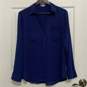 Express Women’s Portofino navy button down blouse L